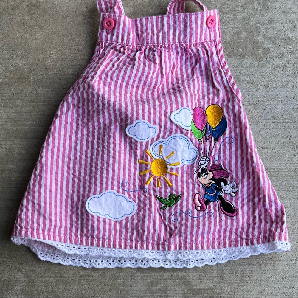 Disney Parks Girls Baby 6 Months Sear-sucker Sun Dress Minnie Mouse Balloons